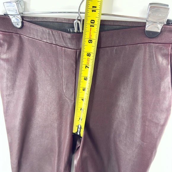 Theory Womens Thaniel Lamb Leather Pants Size 4 Cassis Pull On Stretch Trousers - Picture 9 of 11
